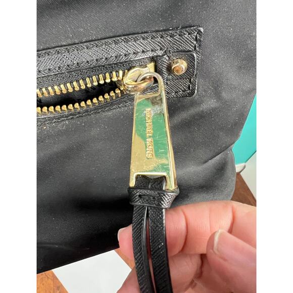 Michael Kors Black Nylon Purse Bag Tote Crossbody or Shoulder Gold Hardware - Picture 8 of 13